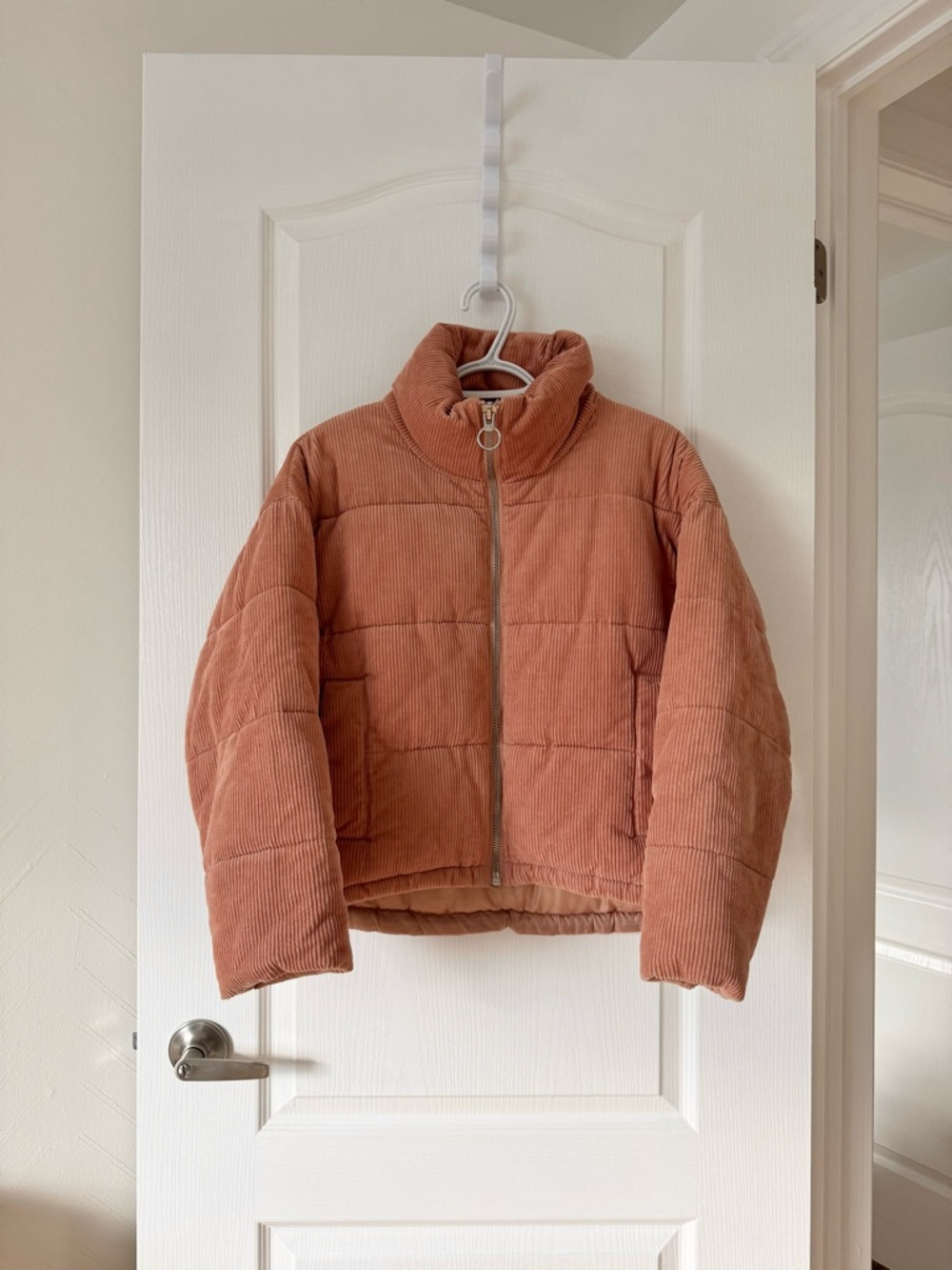 Topshop Petite Pink Corduroy Puffer Jacket